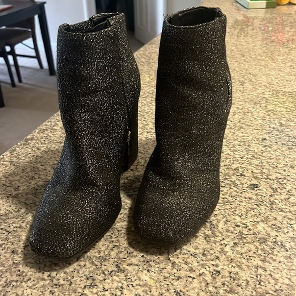 Marc Fisher Metallic Silver/Black Ankle Boots - Picture 3 of 4